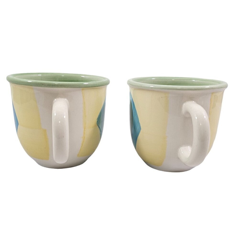 Pier 1 Italy Hand Painted 14 Oz Earthenware Coffee Tea Mugs Cups – Set of 2 - Picture 5 of 16
